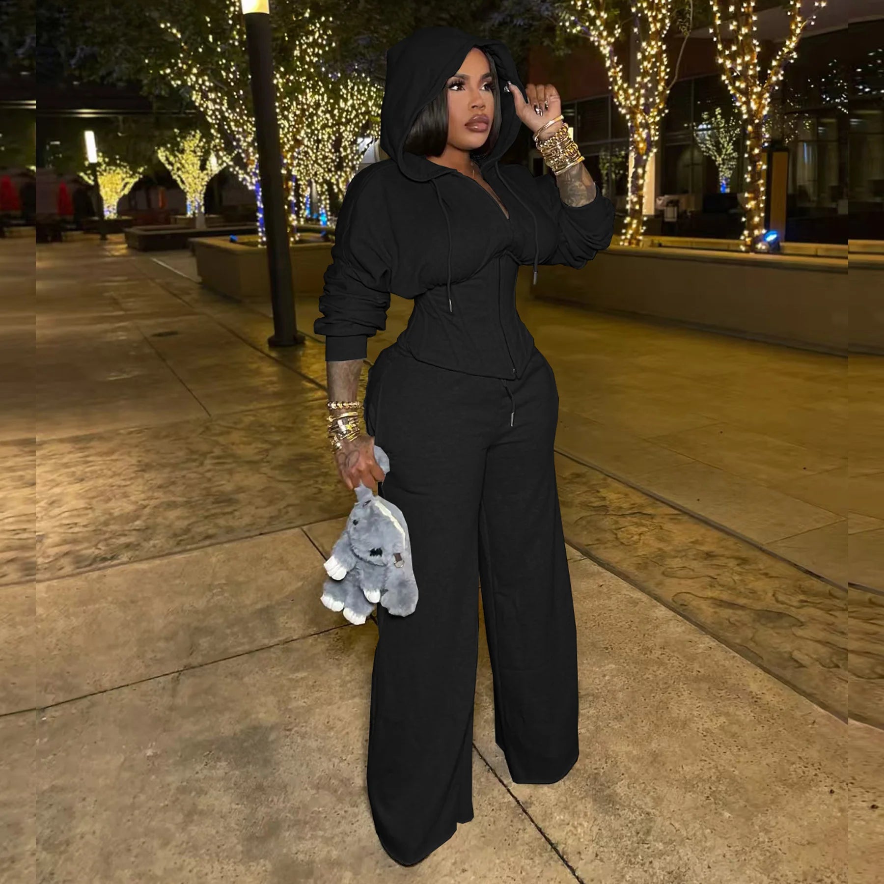 Y2K Two-Piece Hoodie Tracksuit Set