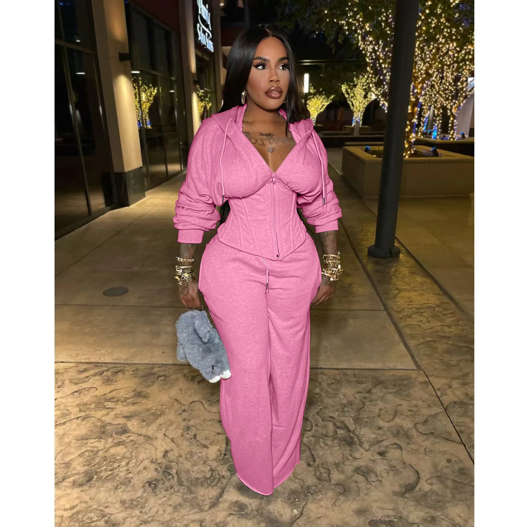 Y2K Two-Piece Hoodie Tracksuit Set