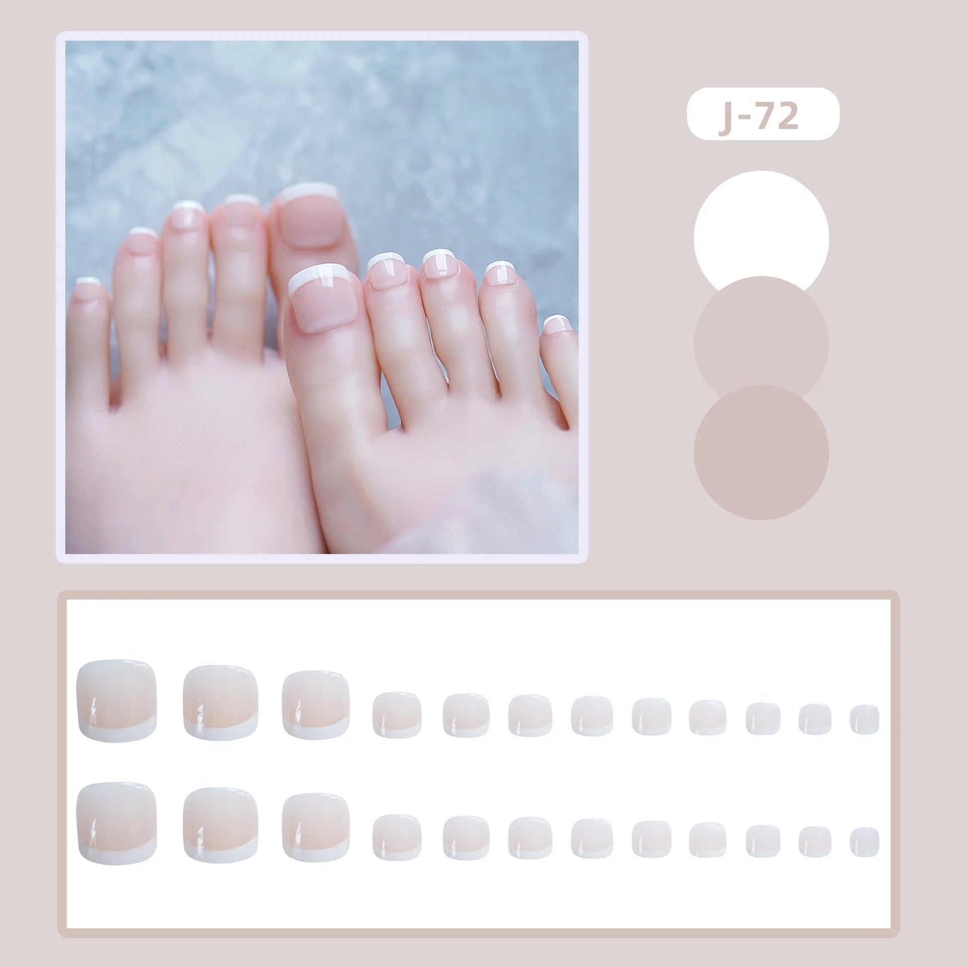 24Ps Glossy Lake Blue Press on Toe Nails Artificial Acrylic Fake Toenails Full Coverage Removable Wearable Toe Nail Art Finished