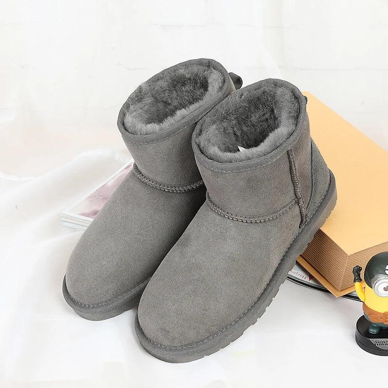 100% Natural Fur Winter Boots Classic Women Snow Boots Genuine Sheepskin Leather Female Short Boots Warm Wool Ankle Shoes
