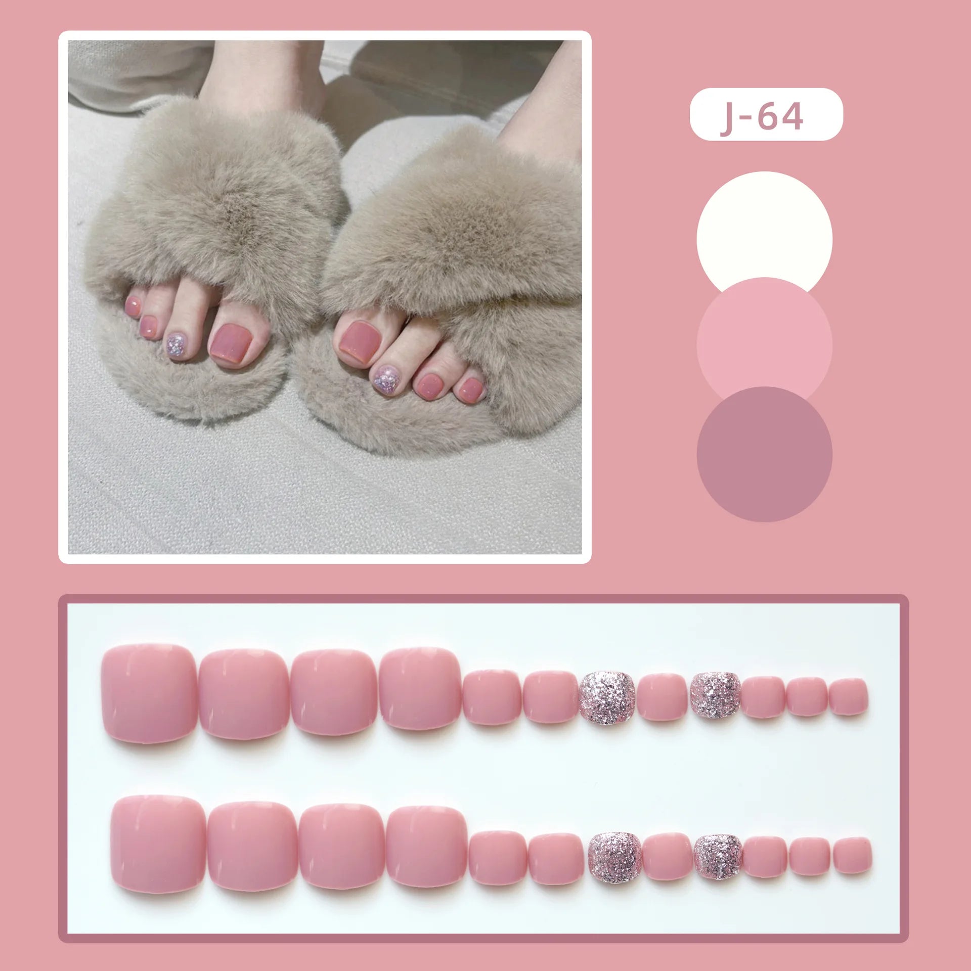 24Ps Glossy Lake Blue Press on Toe Nails Artificial Acrylic Fake Toenails Full Coverage Removable Wearable Toe Nail Art Finished