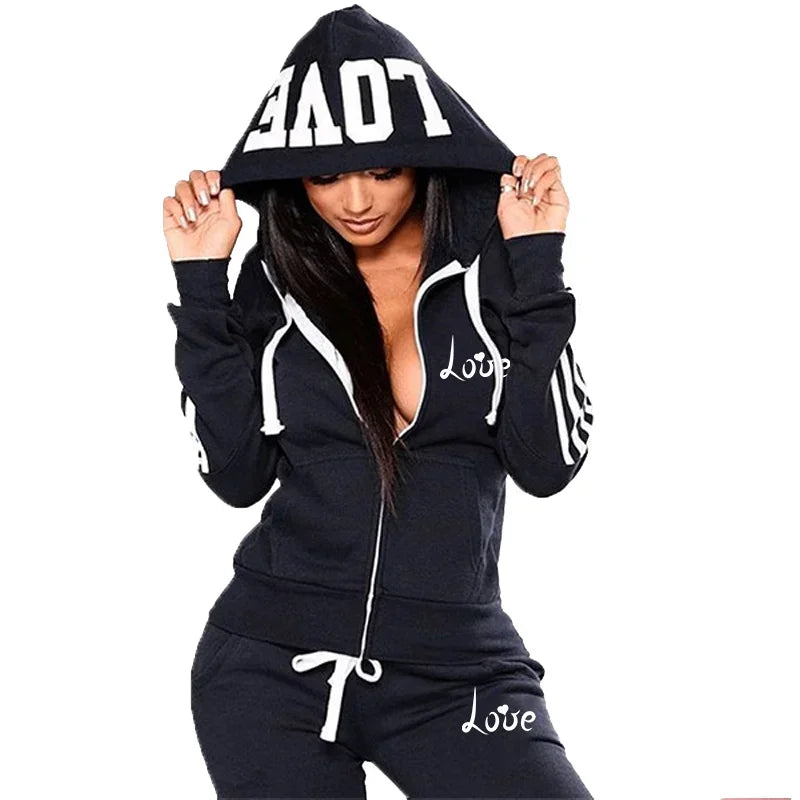 Women's Two-piece Set Casual Autumn Winter Fashion Suit Sports Comfortable Zipper Daily Outdoors Hoodie Hot Sale Jogging Quality