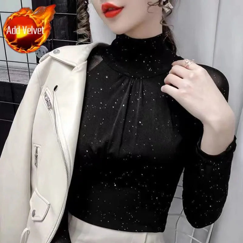 Glitter Sequin Rhinestone Mesh Tee