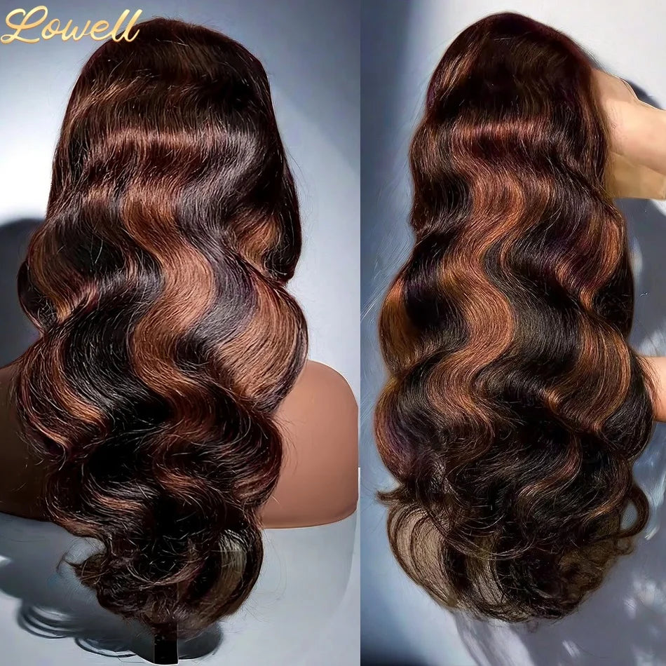 Body Wave Human Hair Wigs Highlight 13X6 hd Lace Frontal Wig 13X4 P4/27 Curly Front Wig 1B30 Brown Ombre Colored 100% Human Hair