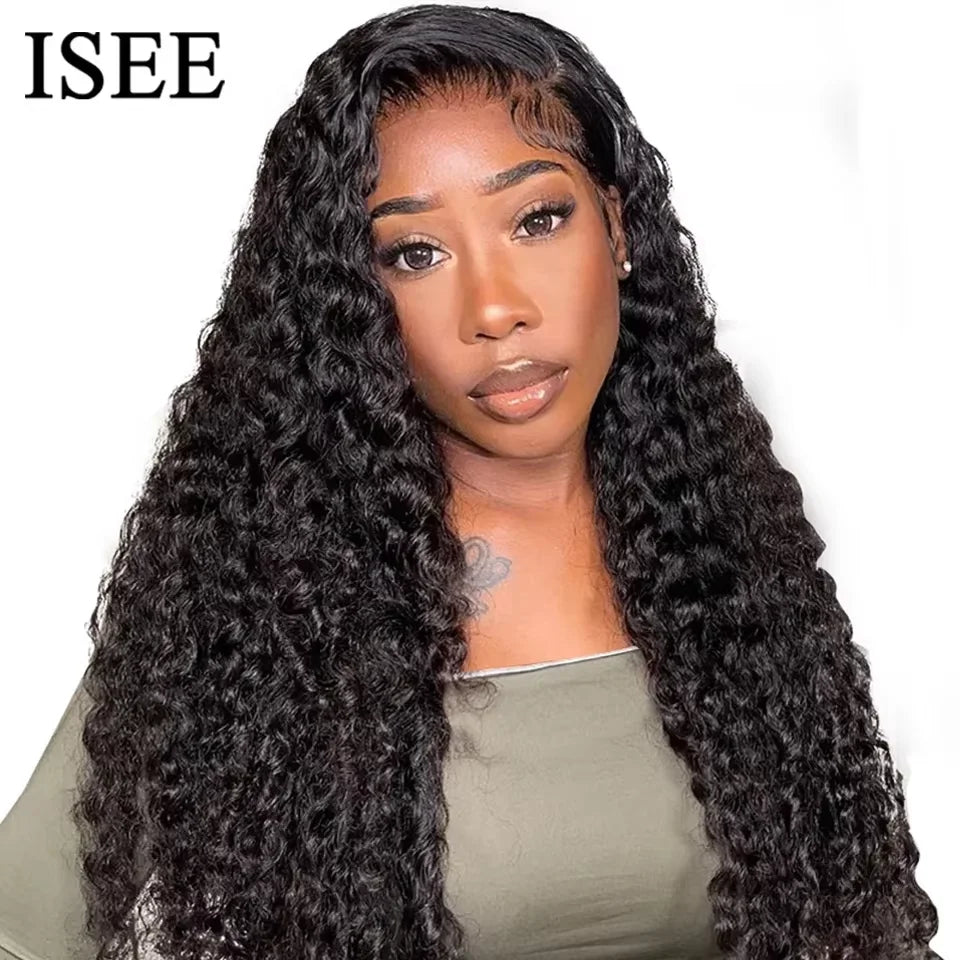 ISEE Wear Go Wig Brazilian Deep Wave Pre Bleached Knots 13x4 Lace Wigs 7x5 HD Glueless Pre Plucked Human Wigs Ready To Go