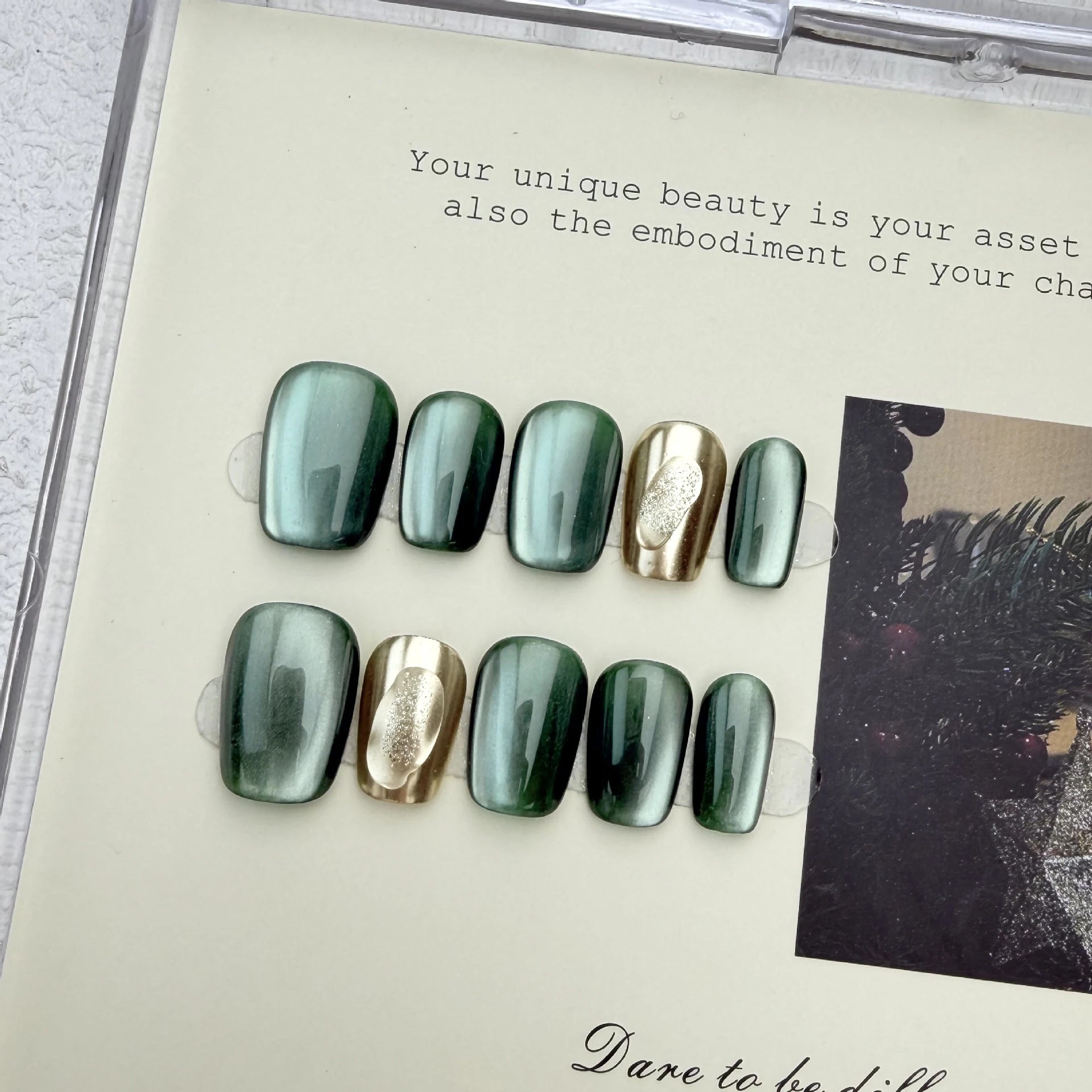 Handmade Press on Nails Color Blending Golden False Nails Square Head Girl Press on Nail Wearable Detachable Nail Tips 10pcs