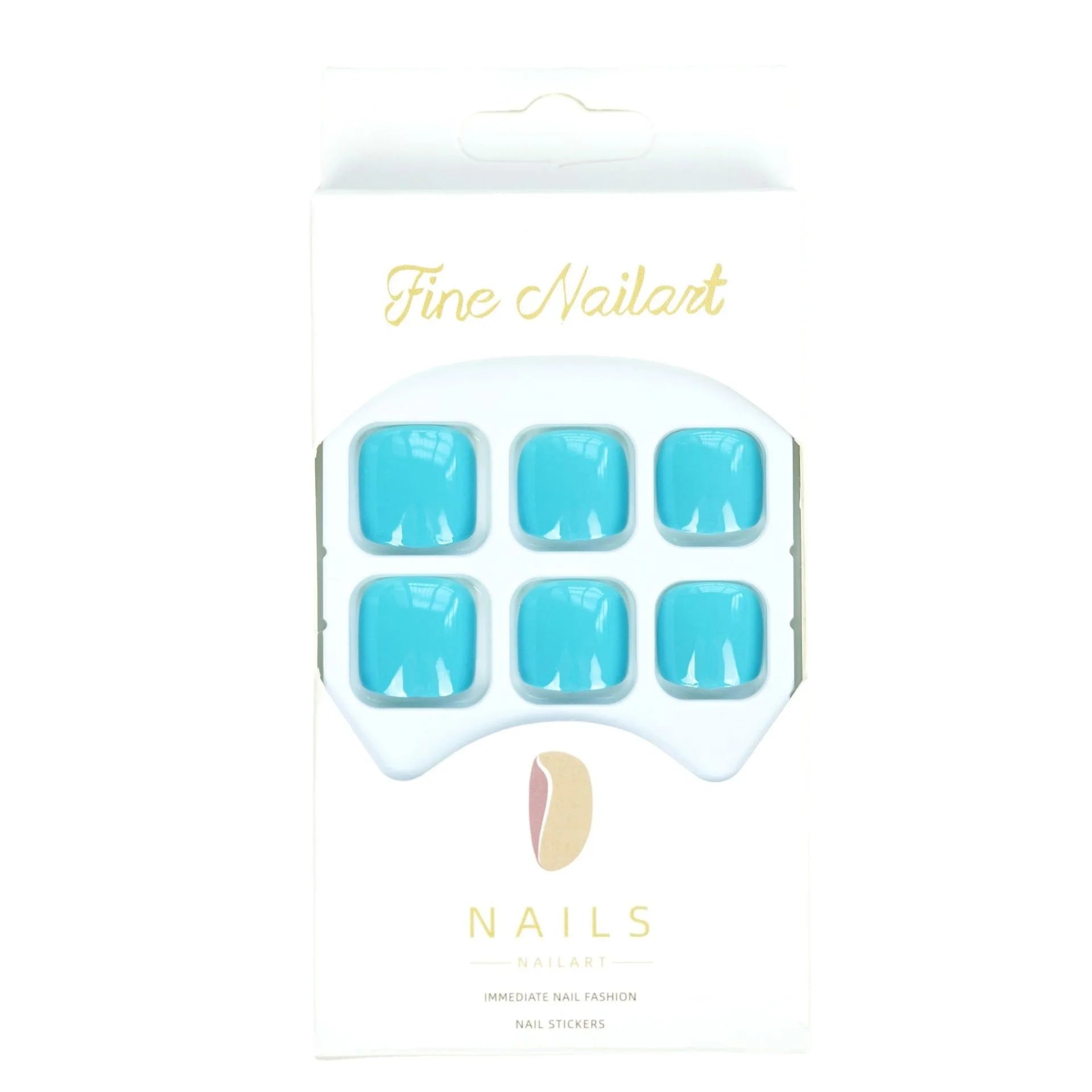 24Ps Glossy Lake Blue Press on Toe Nails Artificial Acrylic Fake Toenails Full Coverage Removable Wearable Toe Nail Art Finished