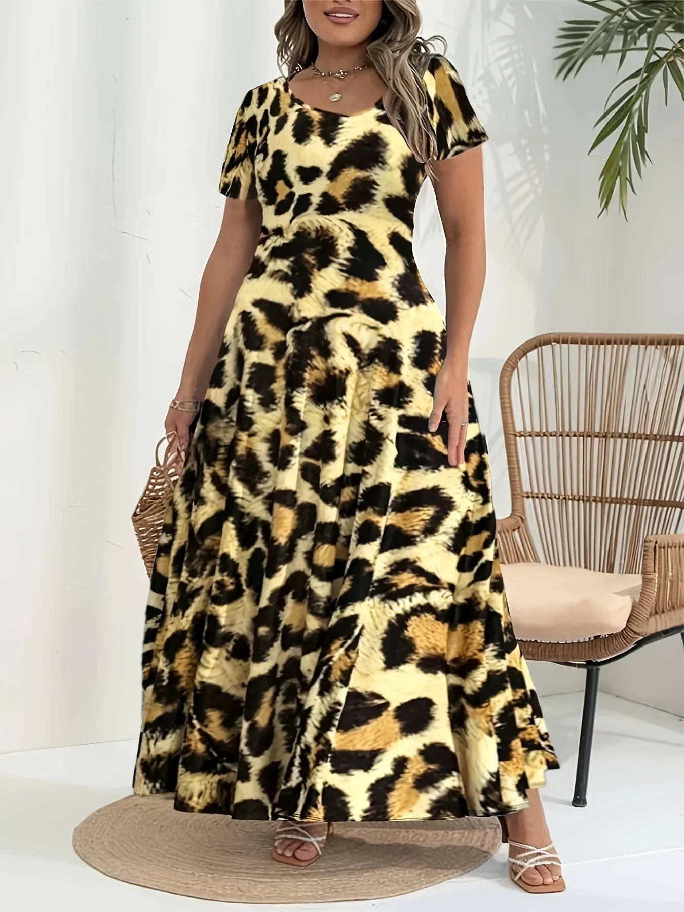 Plus Size 1XL-5XL Women  Popular Large Size Printed Dress with Belt Long Sleeve Women's Clothing Fashionable  Long Dres