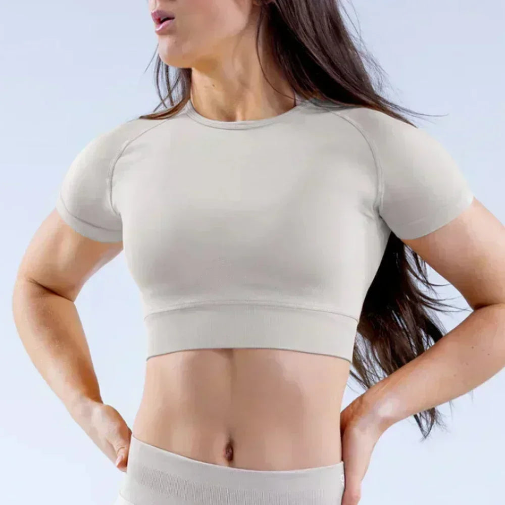 Short Sleeve Crop Top for Women Wotkout Yoga Top Shirts Light Weight Seamless Gym Crop Top Ribbed Underbrand Sports Shirt