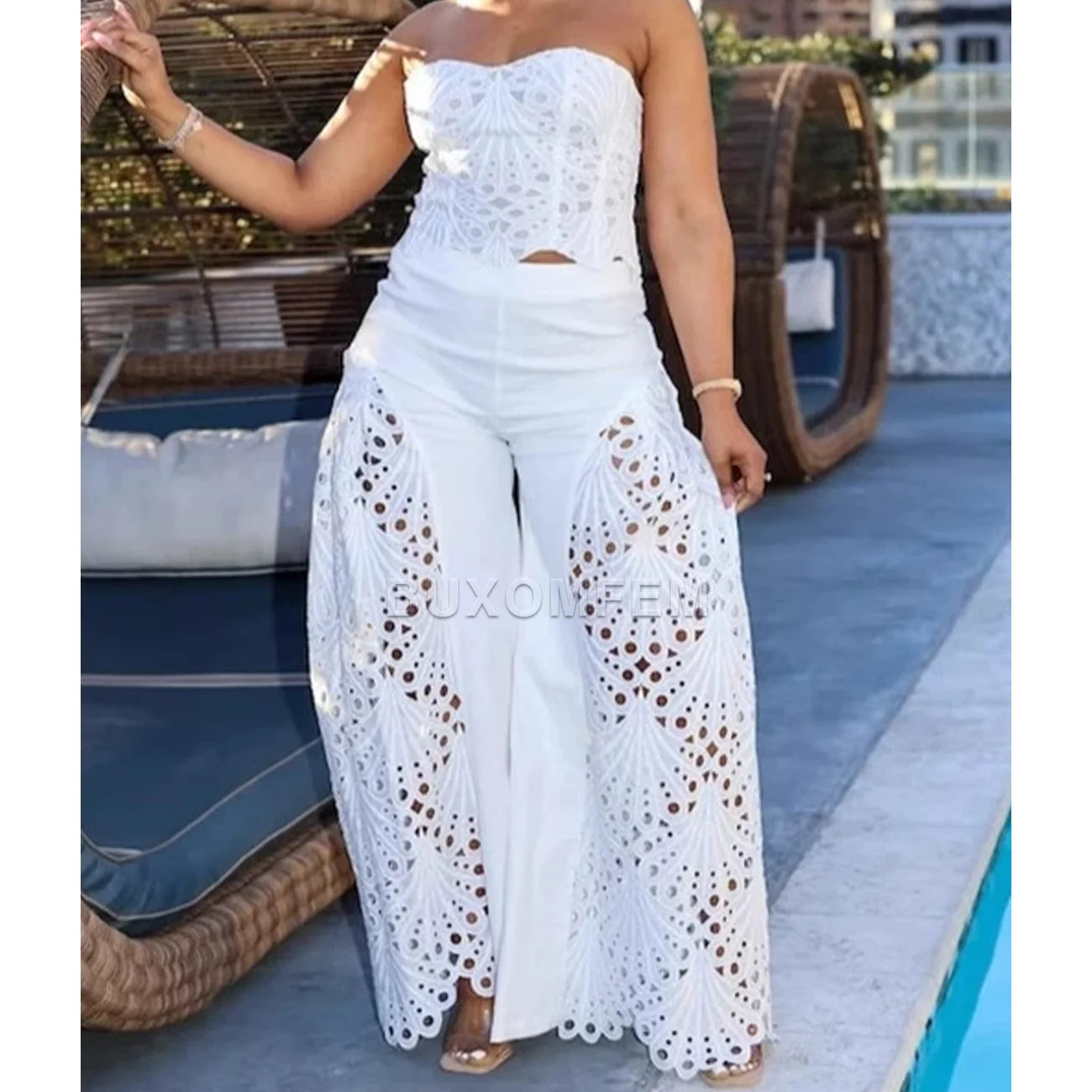 Luxe Lace Strapless Jumpsuit Set