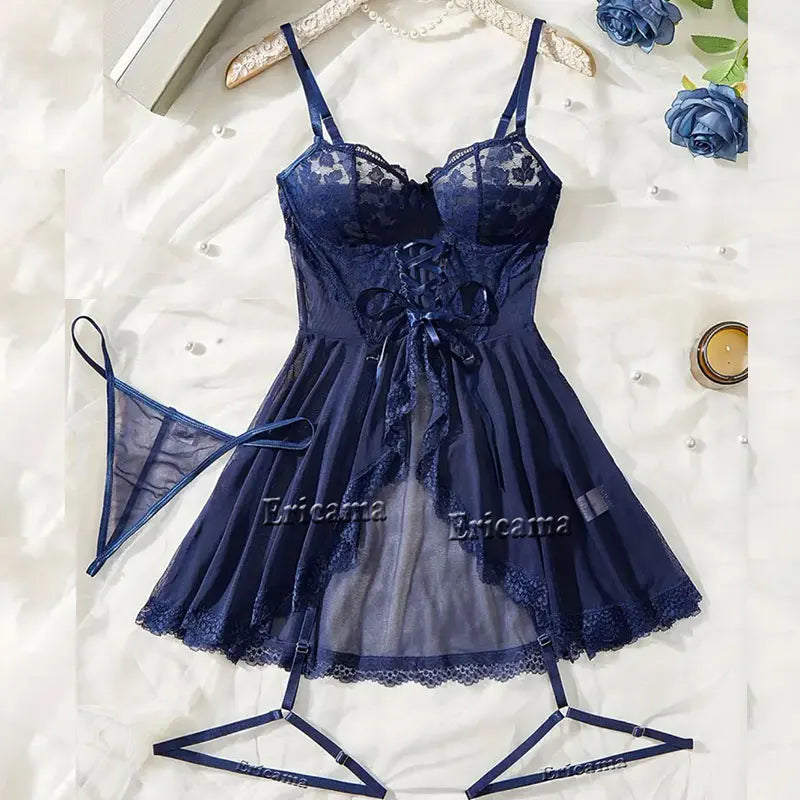 Sexy Lingerie Erotic Underwear Set Transparent Porno Lace Sexy Bra And Panty Garter Set Lingerie Sexy Hot Erotic Sleepwear