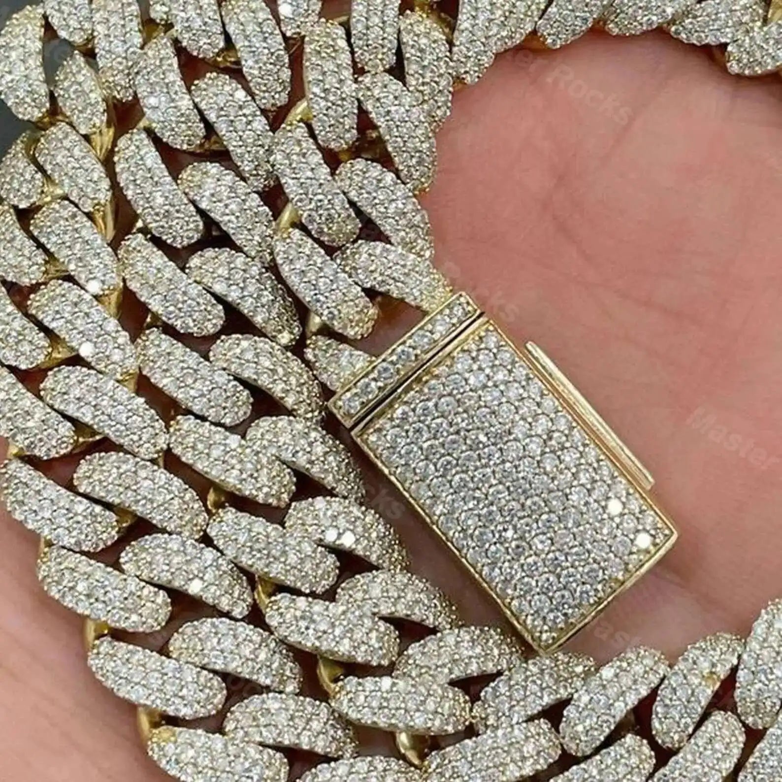 12MM 3rows Vvs Moissanite Studded Miami Cuban Link Chain 925 Sterling Silver Moissanite Iced out Cuban Chain