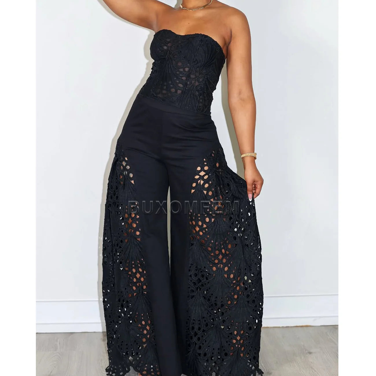 Luxe Lace Strapless Jumpsuit Set