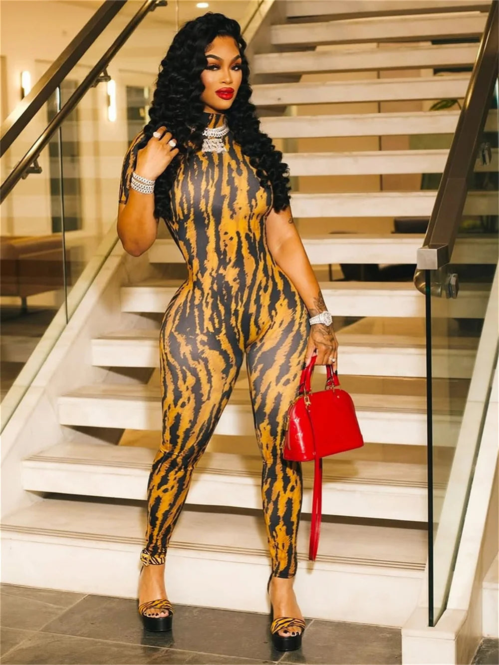 Midnight Stripe Slim Jumpsuit