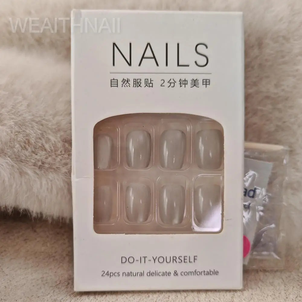 24 Pcs Green Solid Color Finger Nails Simple Press on Acrylic Nails for Gluing Ready Square Nail Tips Realistic False Nails 2025