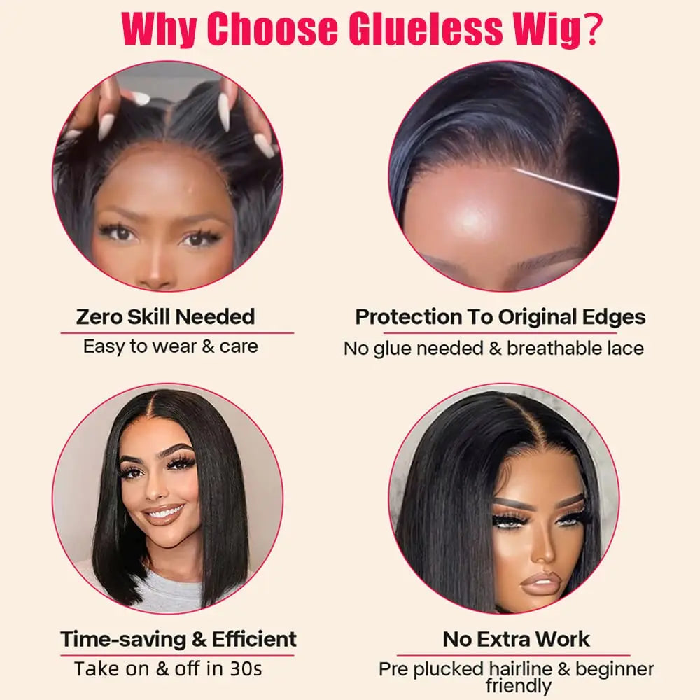 6×4 Glueless Brazilian Straight Lace Wig (Ready-to-Wear, Pre-Cut Lace)