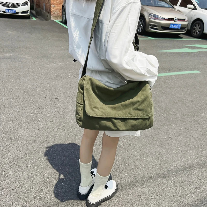 Women's Messenger Bag Vintage Handbag Canvas Teenager Shoulder Tote Bags Casual Handbag Crossbody Bag