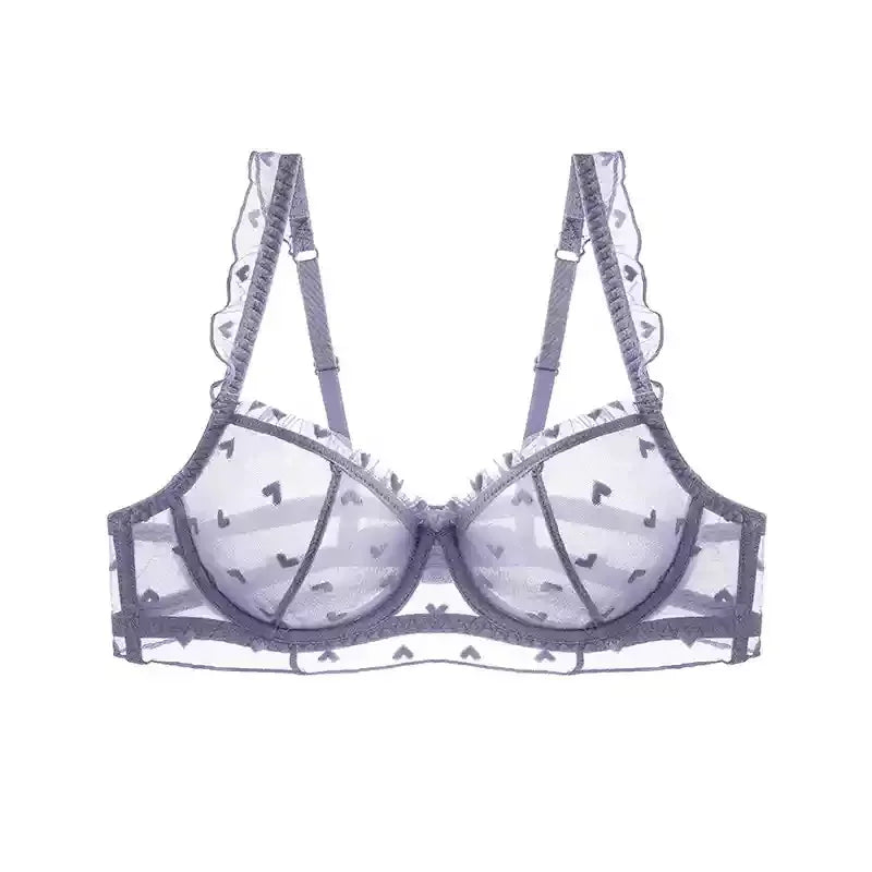 YUQI French Maid Lingerie Set Sexy Lace Underwear Heart-Shaped Push-Up Bra with Steel Rings, Anti-Sagging Bust Suppor Fort Women