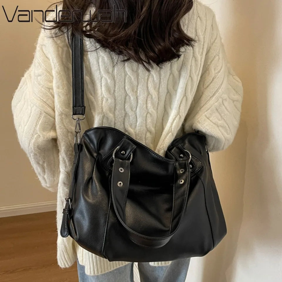 Female Hobo Handbag Large Capacity Shoulder Bags Big Stylsih Casual Tote Bag Ladies A4 Soft Leather Crossbody Bags Business Sac