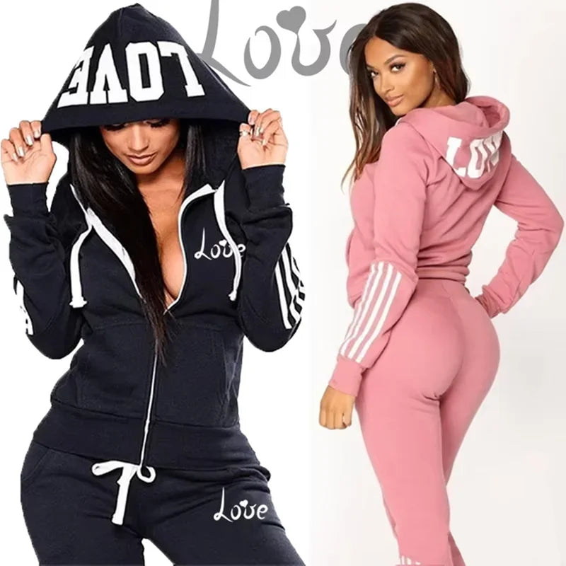 Women's Two-piece Set Casual Autumn Winter Fashion Suit Sports Comfortable Zipper Daily Outdoors Hoodie Hot Sale Jogging Quality