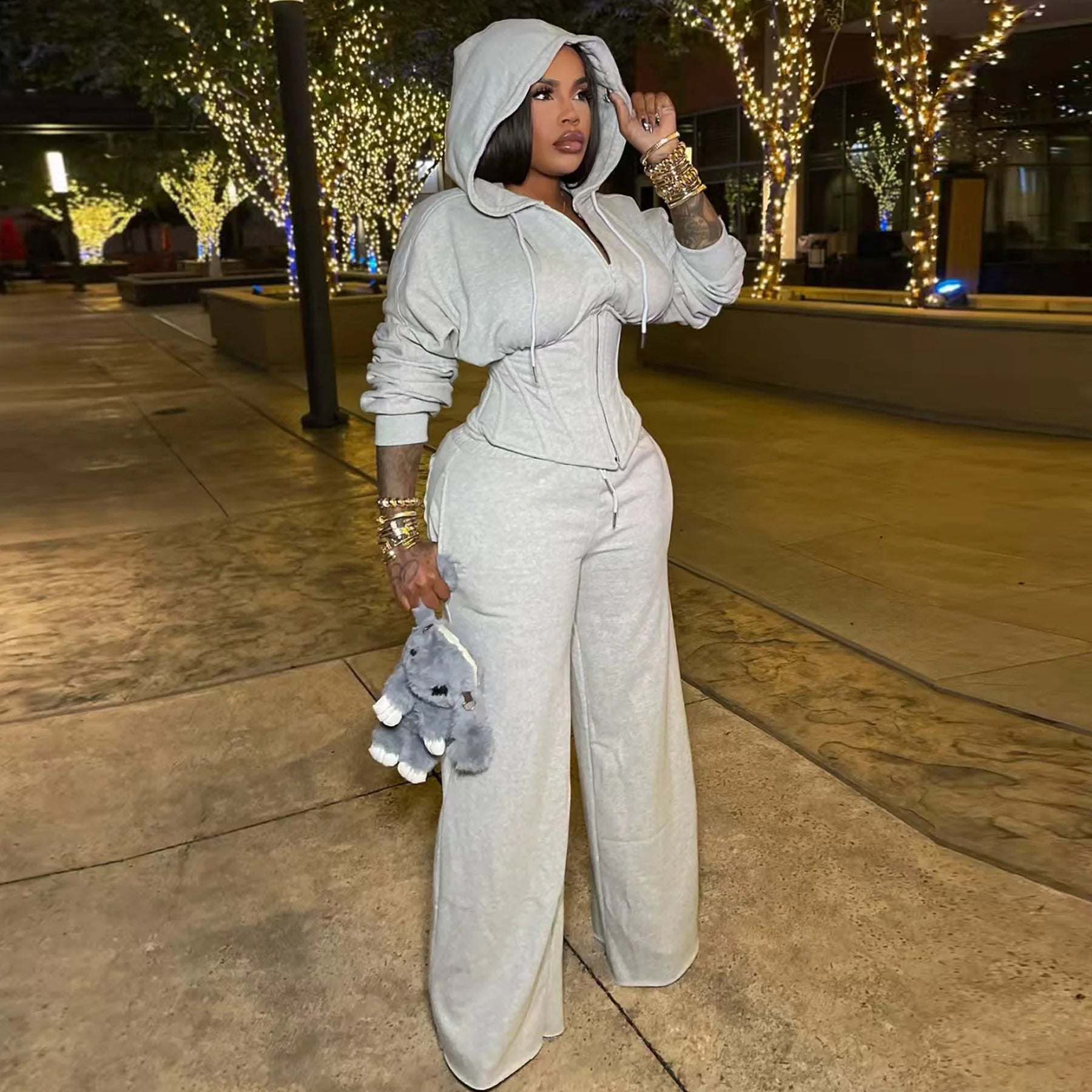 Y2K Two-Piece Hoodie Tracksuit Set