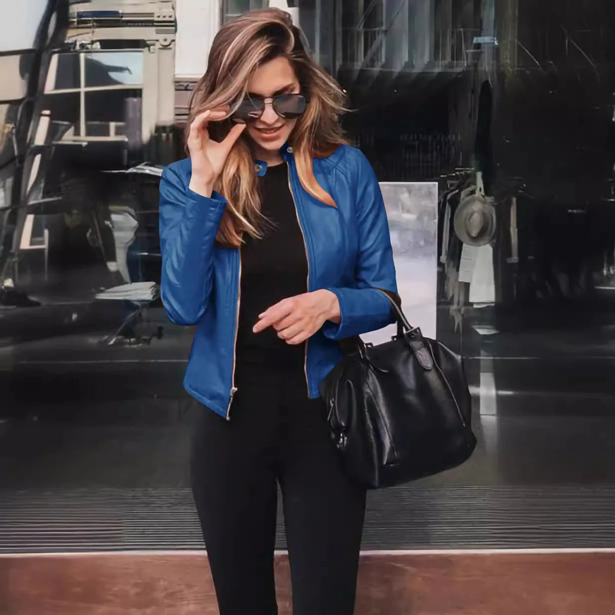 Vintage PU Leather Moto Biker Jacket