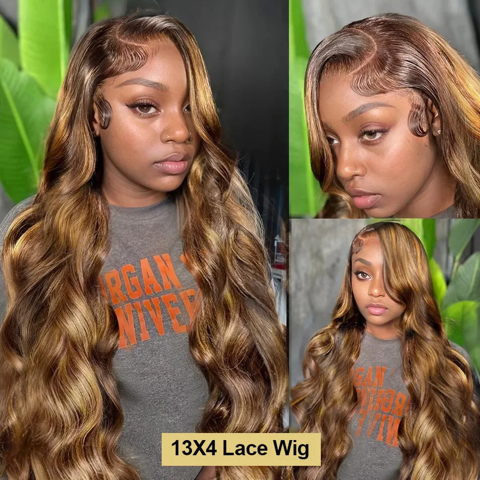 Brazilian Ombre Blonde Body Wave Lace Frontal Wig (4/27 Highlight)
