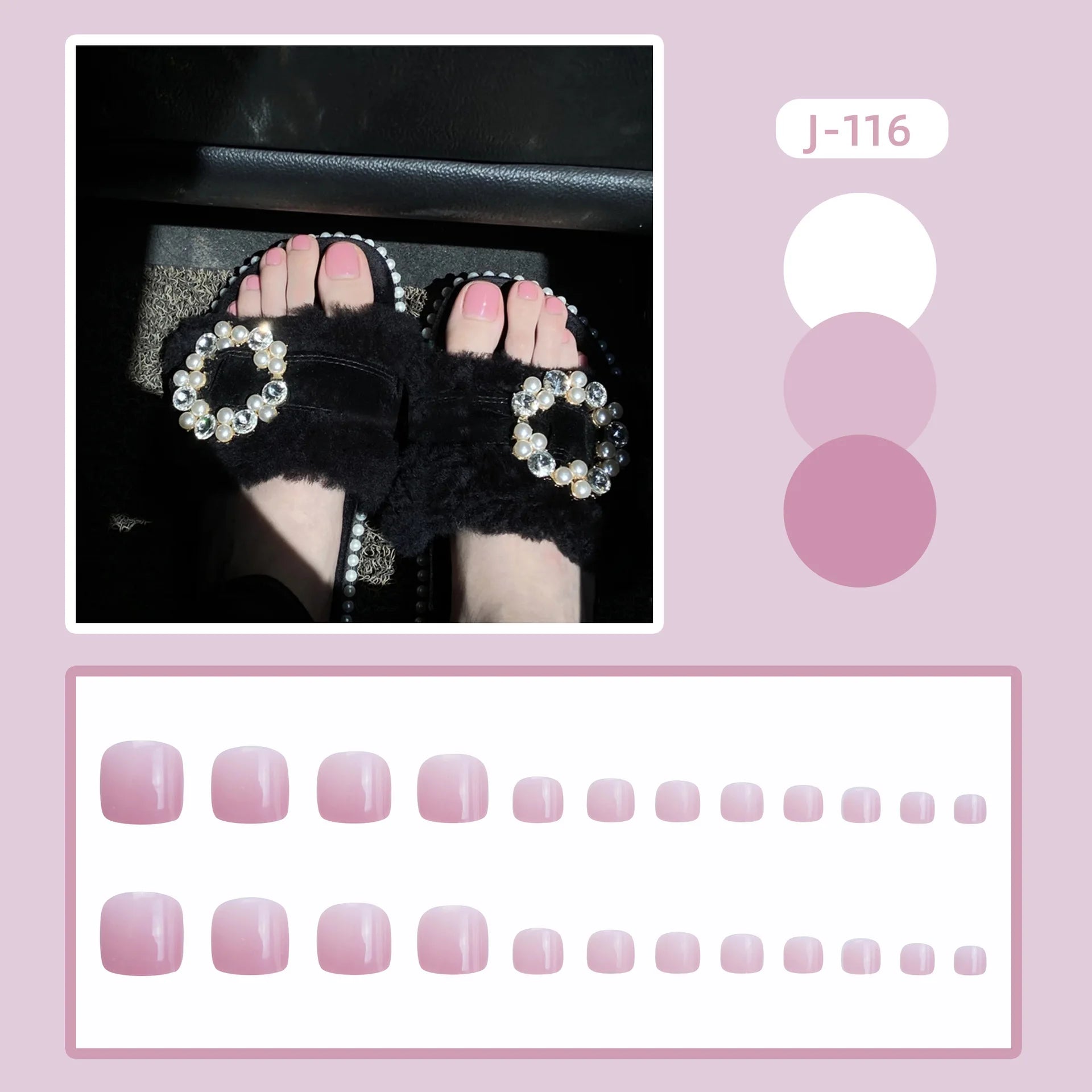 24Ps Glossy Lake Blue Press on Toe Nails Artificial Acrylic Fake Toenails Full Coverage Removable Wearable Toe Nail Art Finished