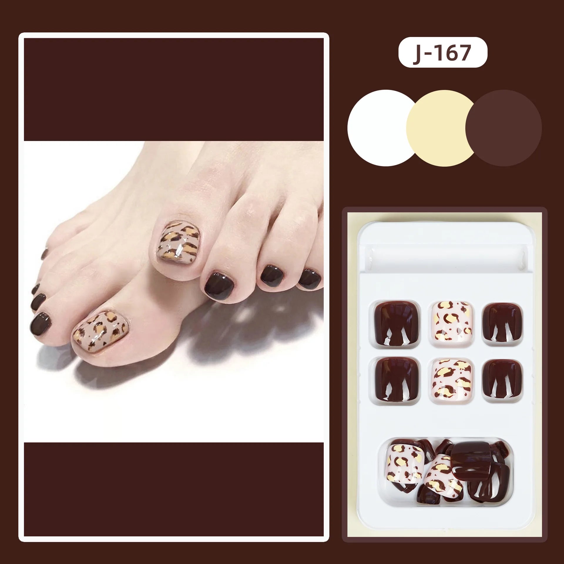 24Ps Glossy Lake Blue Press on Toe Nails Artificial Acrylic Fake Toenails Full Coverage Removable Wearable Toe Nail Art Finished