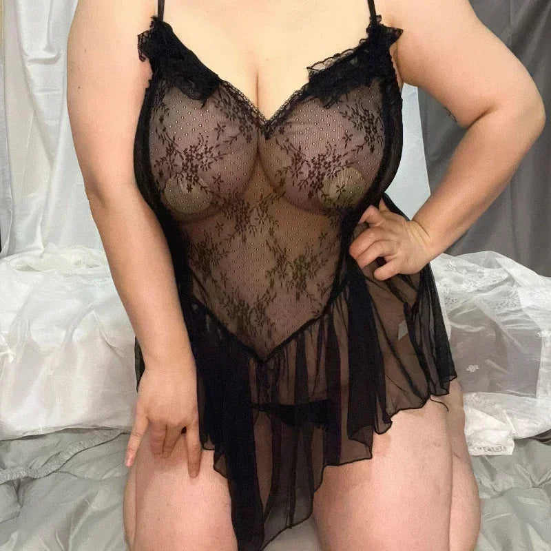 Sexy Lingerie Plus-size Suspenders Sexy Lingerie Sexy Maid Pajamas Fat MM Plus-size Maid Homewear Set for Women 2 Pieces Corset