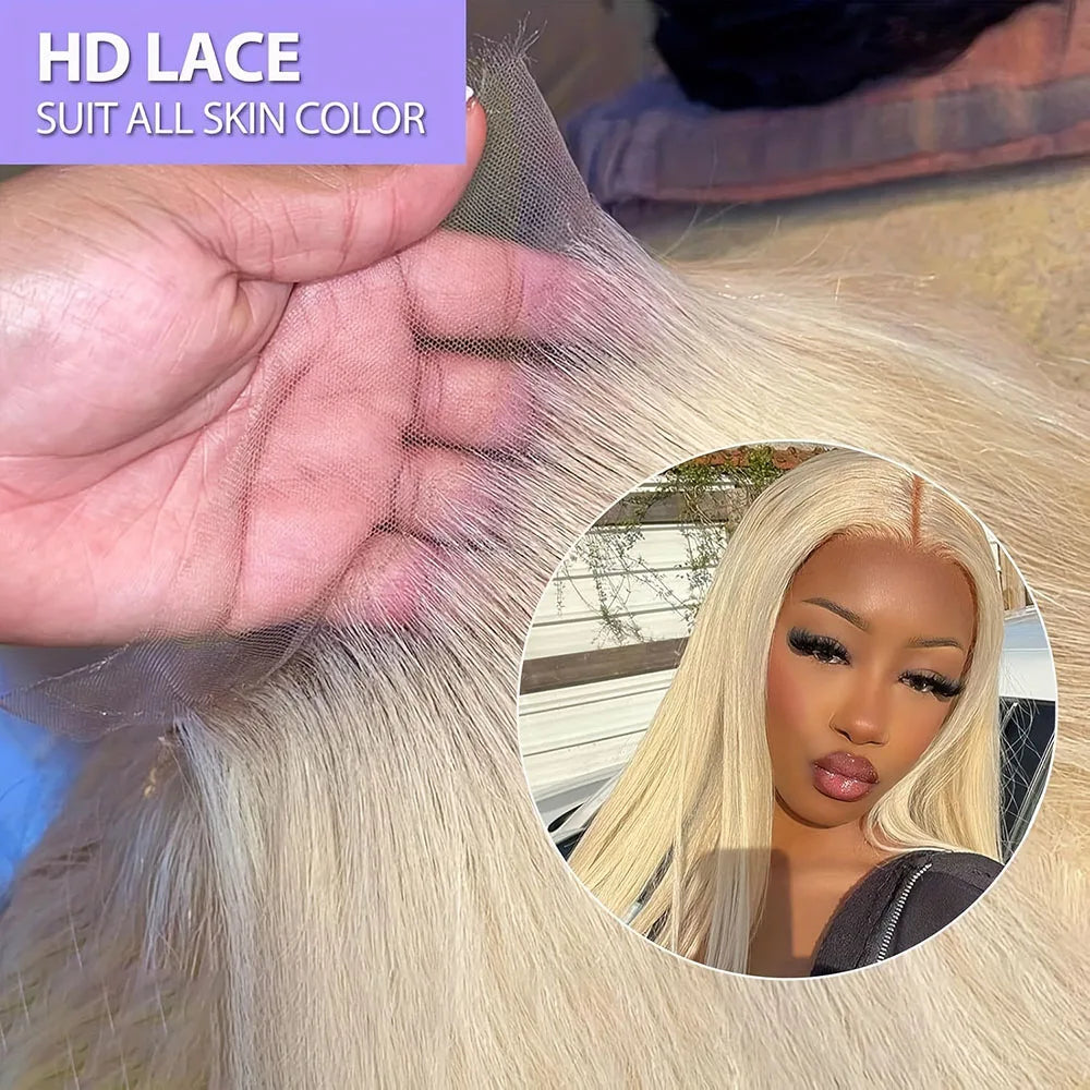 613 Blonde Bone Straight Hair Wig 100% Brazilian Human Hair 13x4 13x6 HD Transparent Lace Frontal Wig Pre Plucked 5x5 Lace Wigs