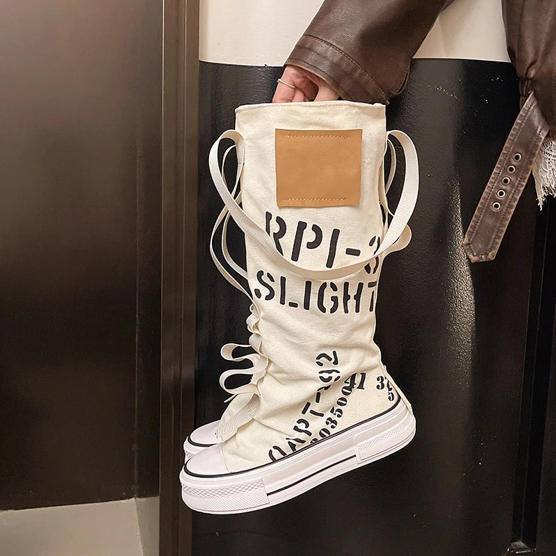 Platform Long-thigh Boots 2025 New Fashionable and Versatile Design Sense Niche High-top Stacking Board Shoes