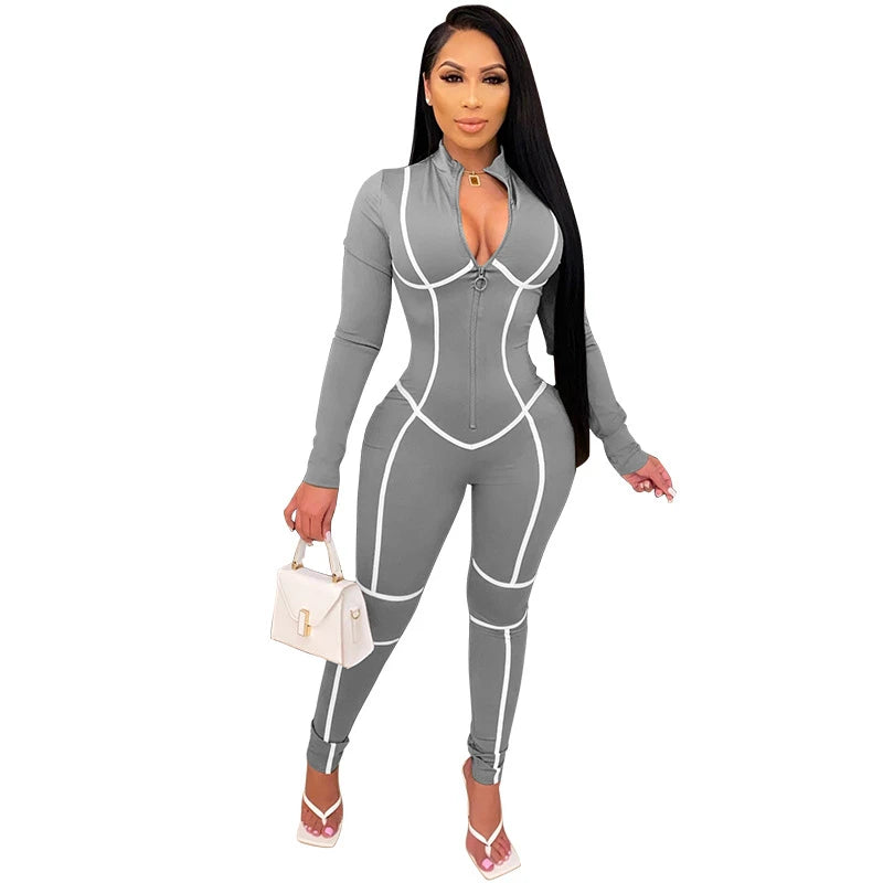 Slim Zip-Up Streetwear Jumpsuit