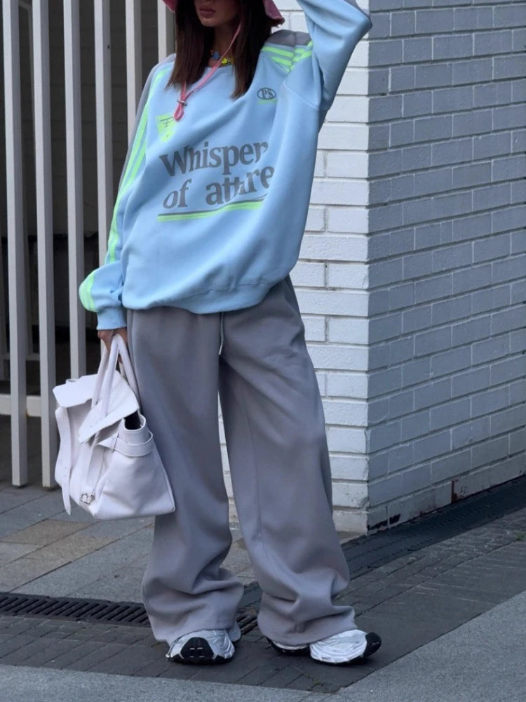 High-end Autumn and Winter Hoodie with Color Block Pants Two-piece Outfit European American 2025 New Arrival Women's Suit Set