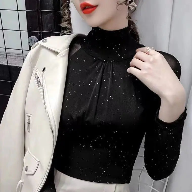 Glitter Sequin Rhinestone Mesh Tee