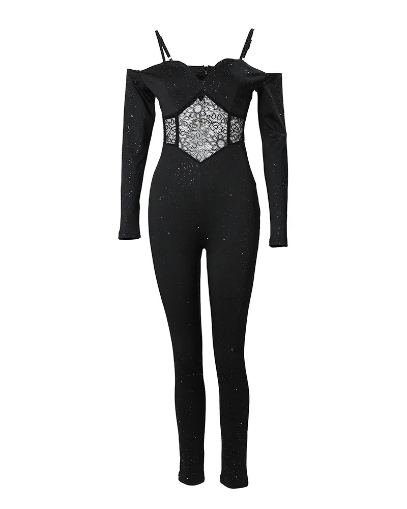 Elegance Contrast Lace Corset Jumpsuit