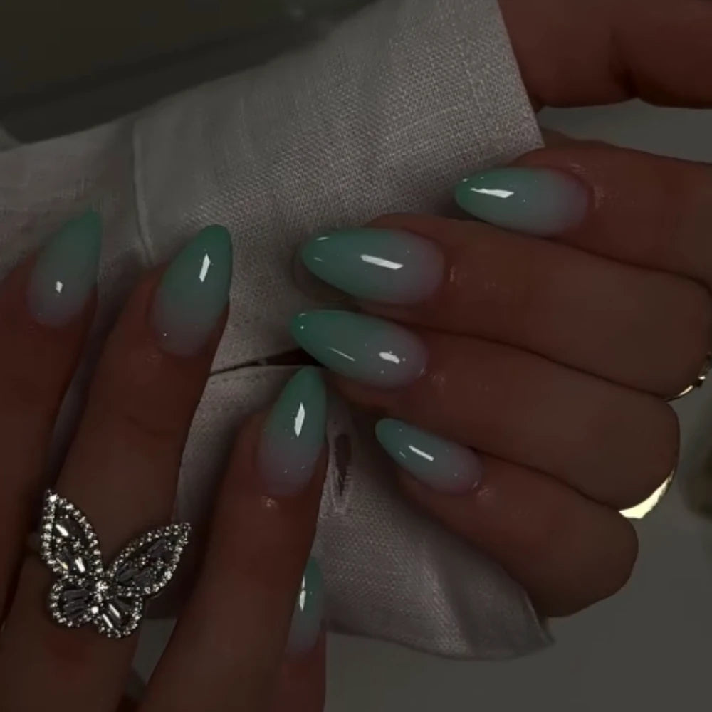 10 Pcs Handmade Press On Nails French Simple Limited Leopard Print Medium Almond False Nails Design Art DIY Nails with Set