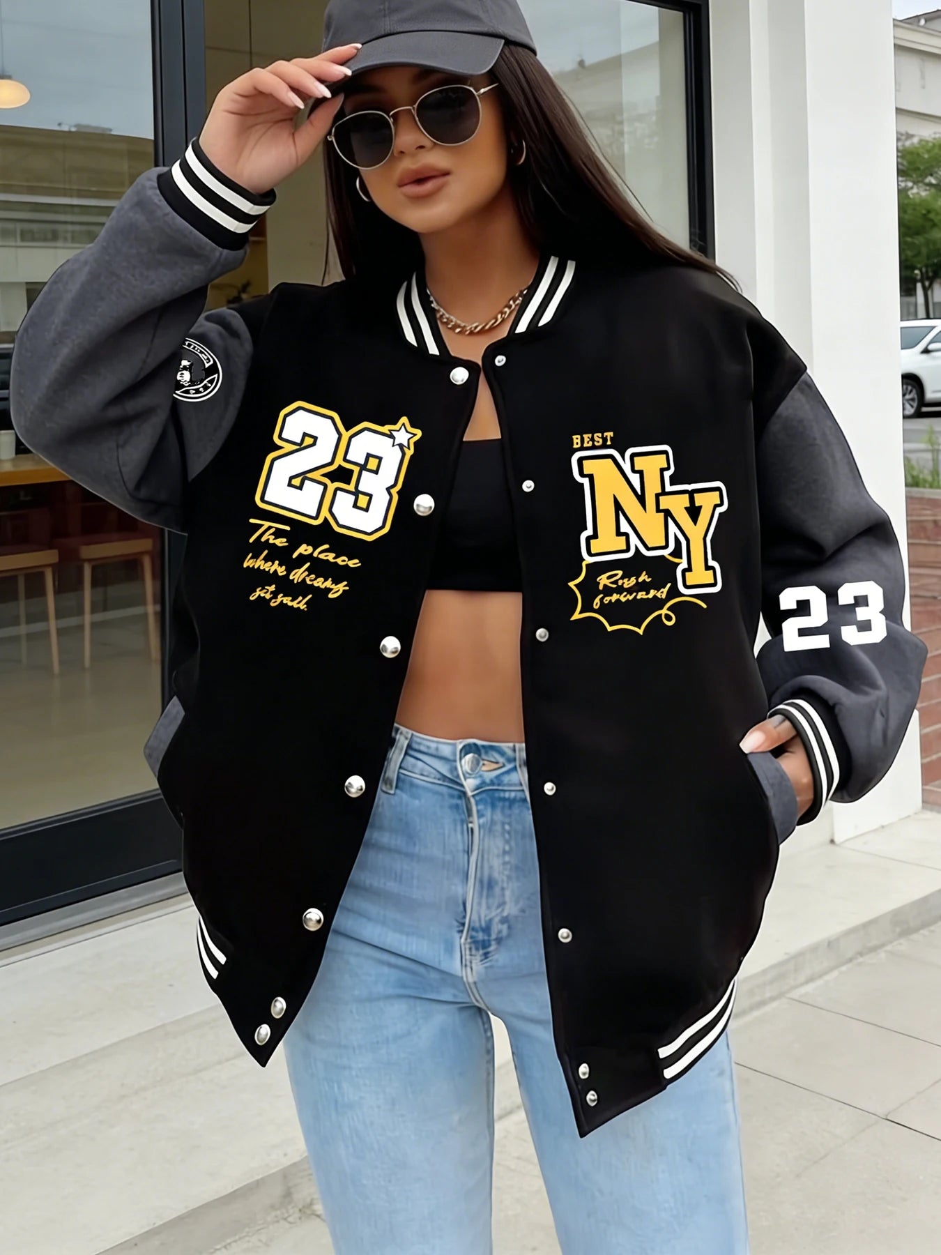 New York 23 Oversized Varsity Jacket