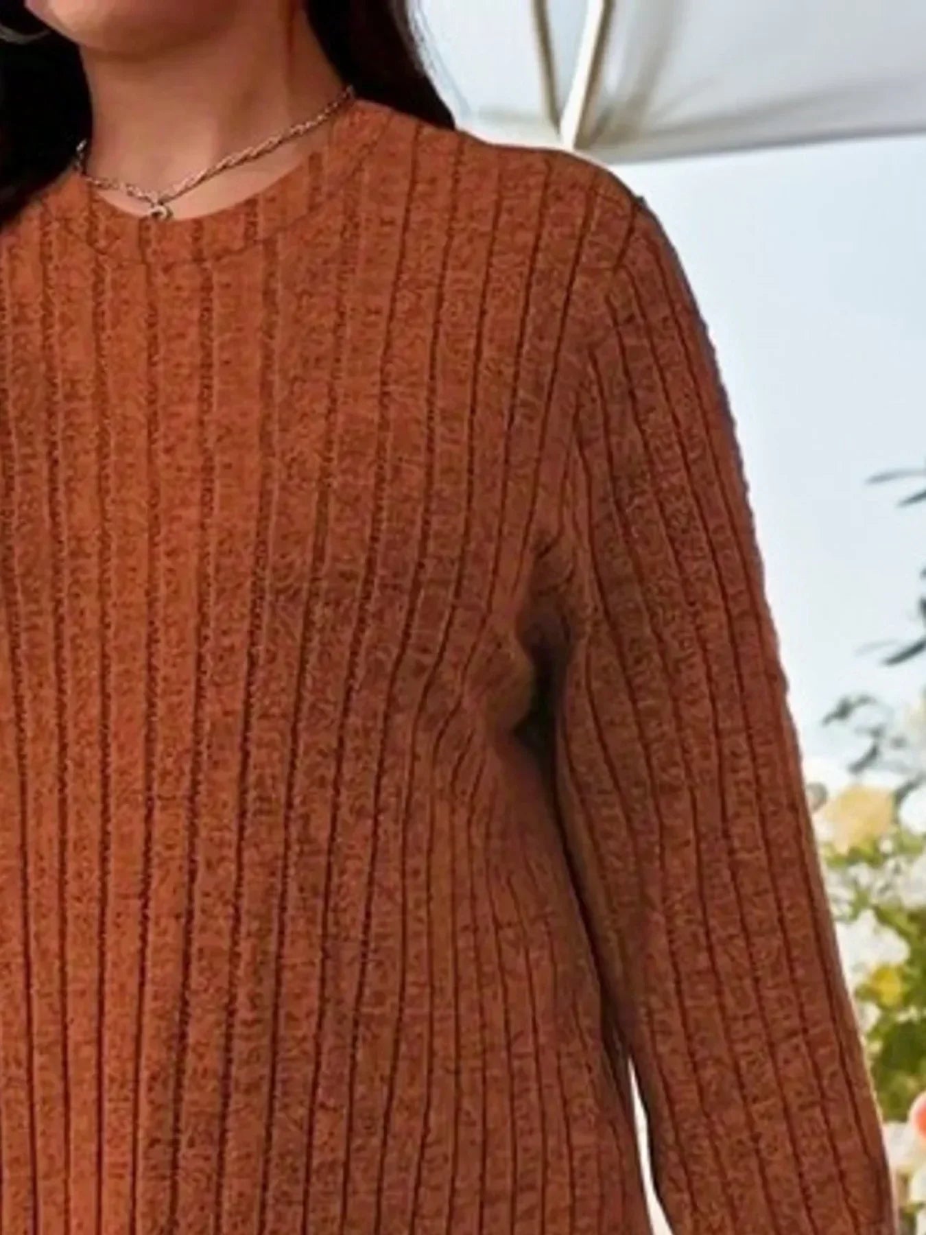 Plus Size Solid Color Long Sleeve Brushed Tee