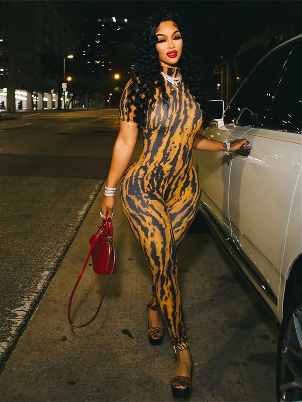 Midnight Stripe Slim Jumpsuit