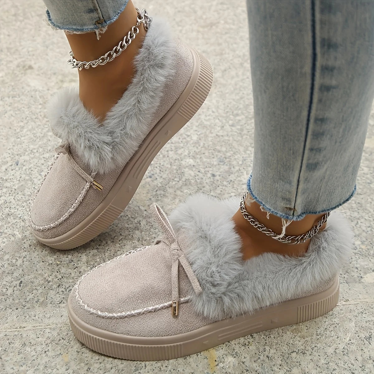 Stylish Short Boots, Black/Red, Faux Fur Trim. Lightweight & Warm, Unisex Plus Sizes. Perfect Gift, Multiple Occasions!