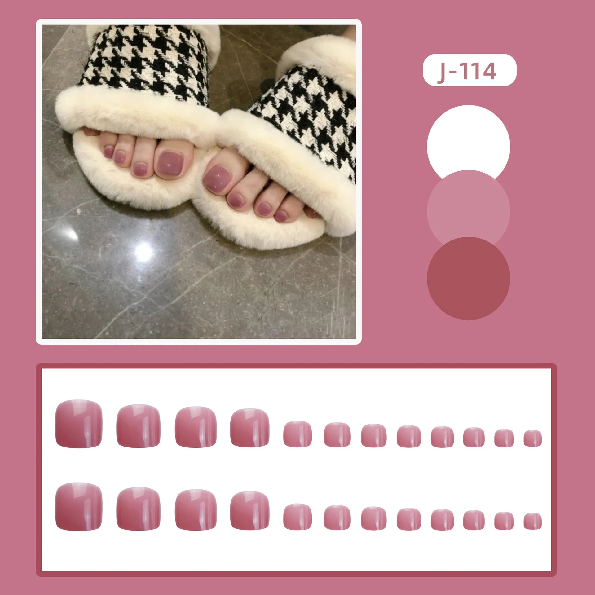 24Ps Glossy Lake Blue Press on Toe Nails Artificial Acrylic Fake Toenails Full Coverage Removable Wearable Toe Nail Art Finished