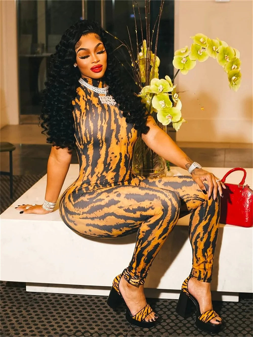 Midnight Stripe Slim Jumpsuit