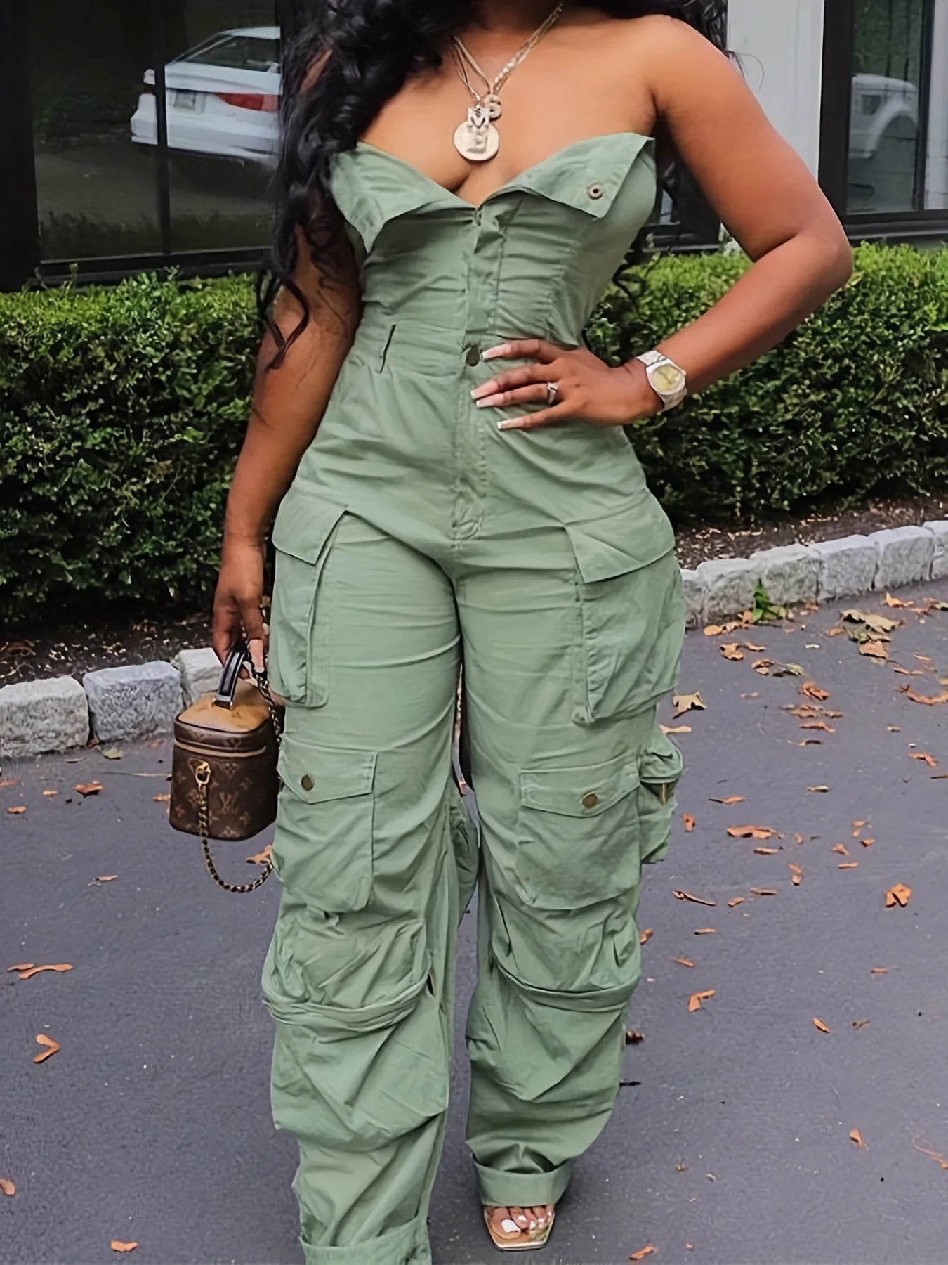 Cross-Denim Casual Jumpsuit