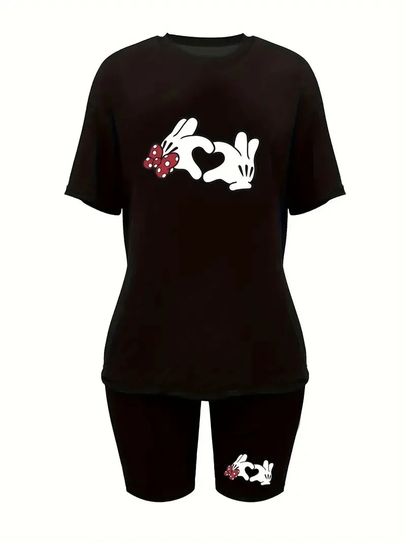 Plus Size Summer Sports Tee & Shorts Set