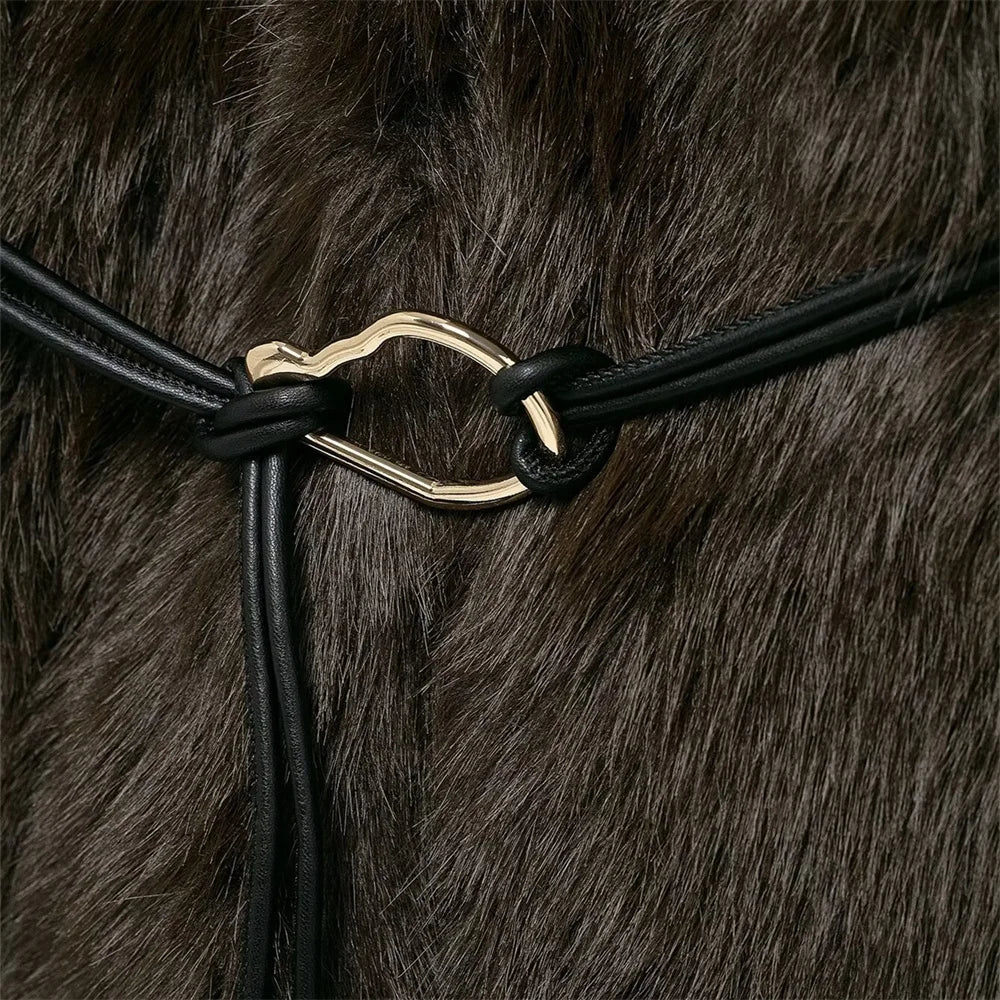 women's coat jacket with collar and waistband long sleeved solid color autumn new warm and windproof coat jacket