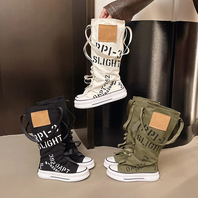 Platform Long-thigh Boots 2025 New Fashionable and Versatile Design Sense Niche High-top Stacking Board Shoes