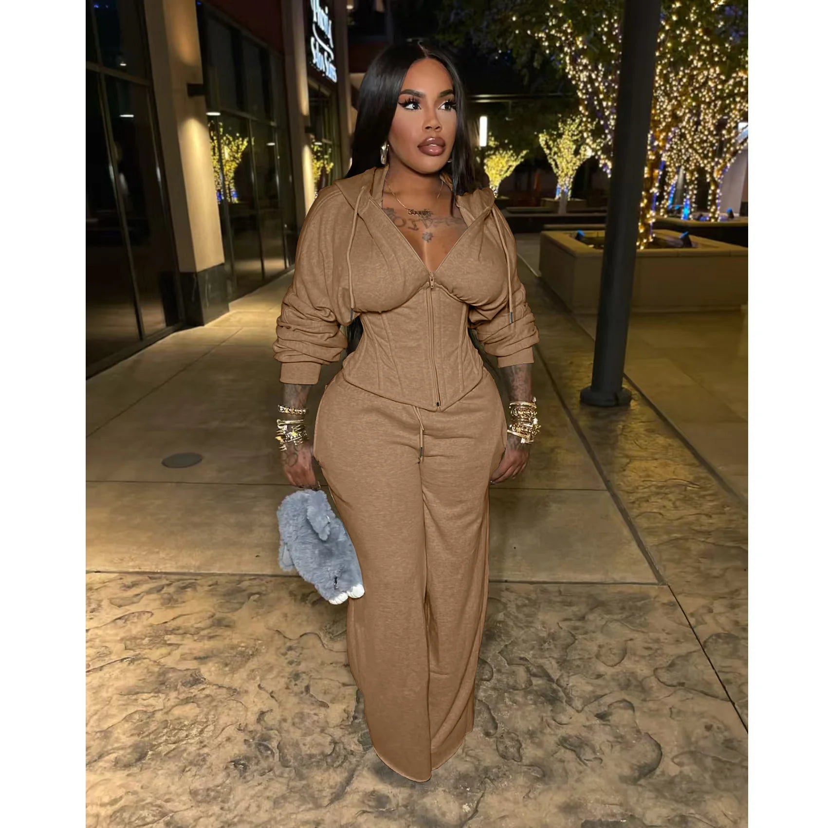 Y2K Two-Piece Hoodie Tracksuit Set