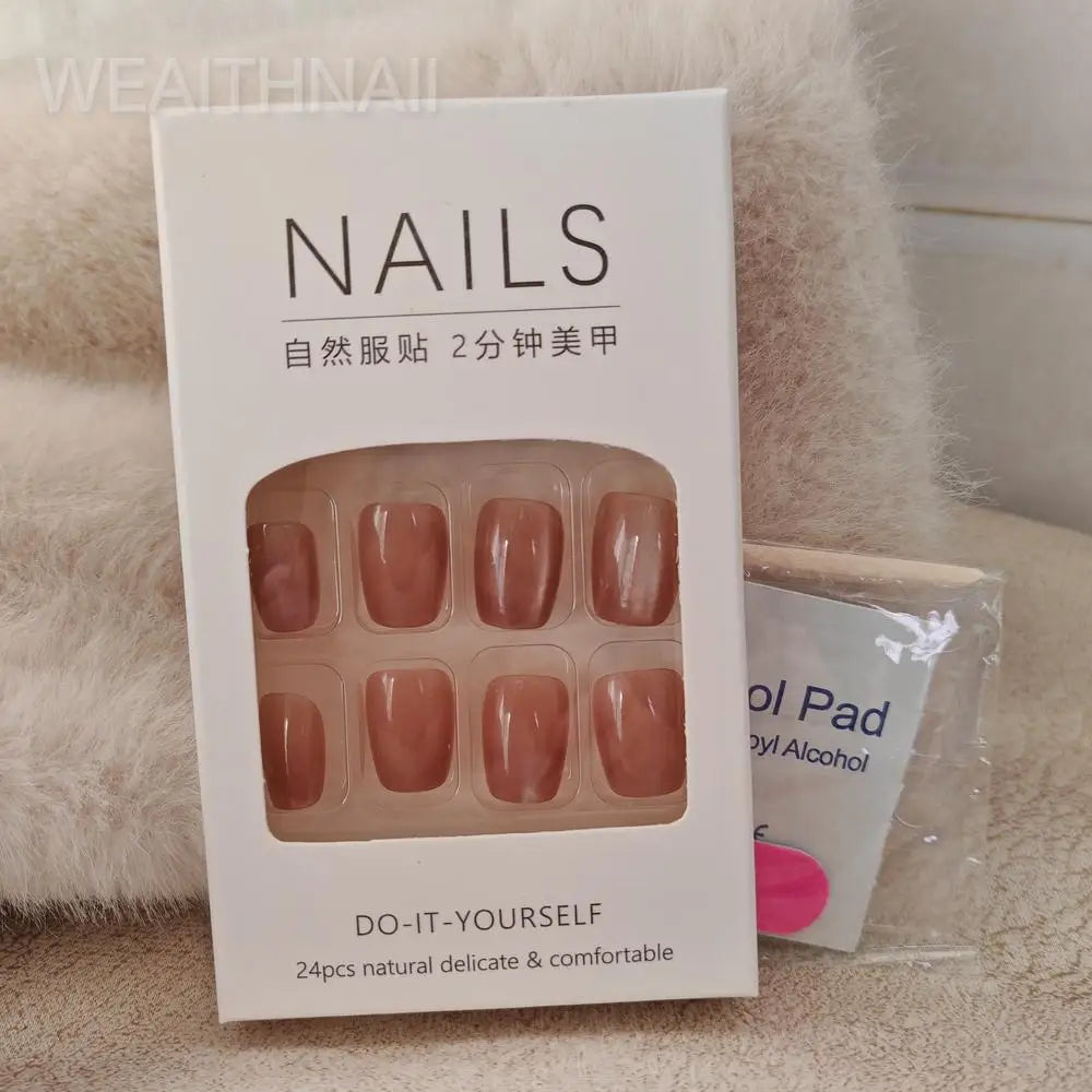 24 Pcs Green Solid Color Finger Nails Simple Press on Acrylic Nails for Gluing Ready Square Nail Tips Realistic False Nails 2025