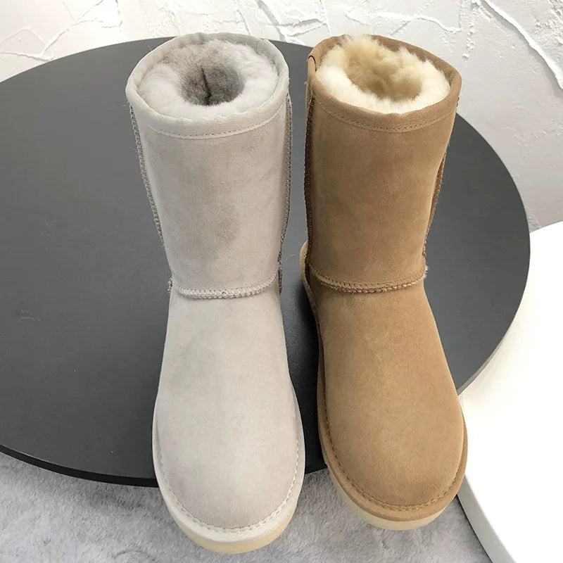 Natural Fur Classic Genuine Sheepskin Women Boots Women Shoes Women Flats Boots Women's Winter Wool Warmth Woman Snow Boots